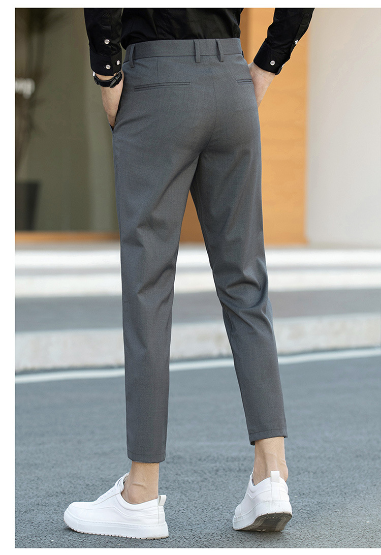 Black Small Suit Pants Men's Ninth Pants Straight Slim Fit Skinny Casual Korean Style Trendy Draping Men's Suit Pants Trendy