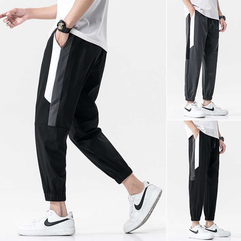 Sports Pants Men&#039;s Summer Thin Ice Silk Leisure Trousers Trendy Quick-Drying Loose Tappered Workwear Men&#039;s Ninth Pants
