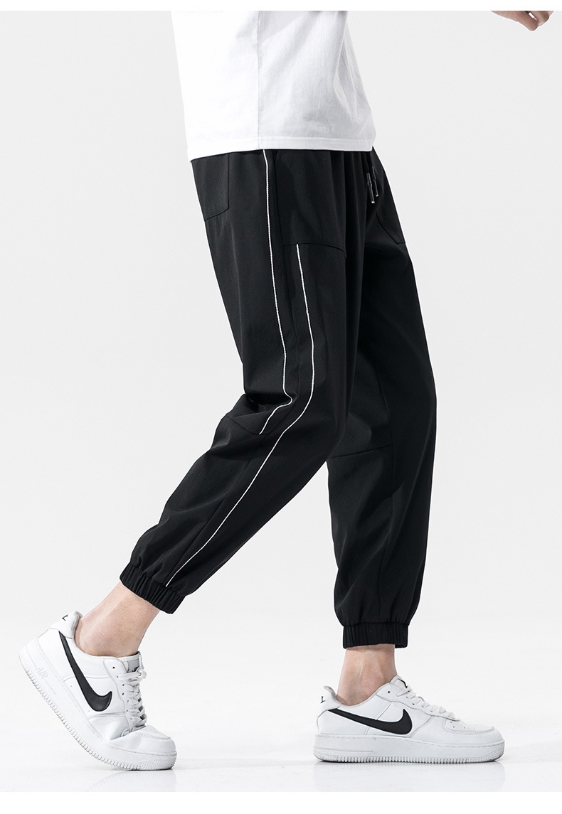 Sports Pants Men's Summer Thin Ice Silk Leisure Trousers Trendy Quick-Drying Loose Tappered Workwear Men's Ninth Pants