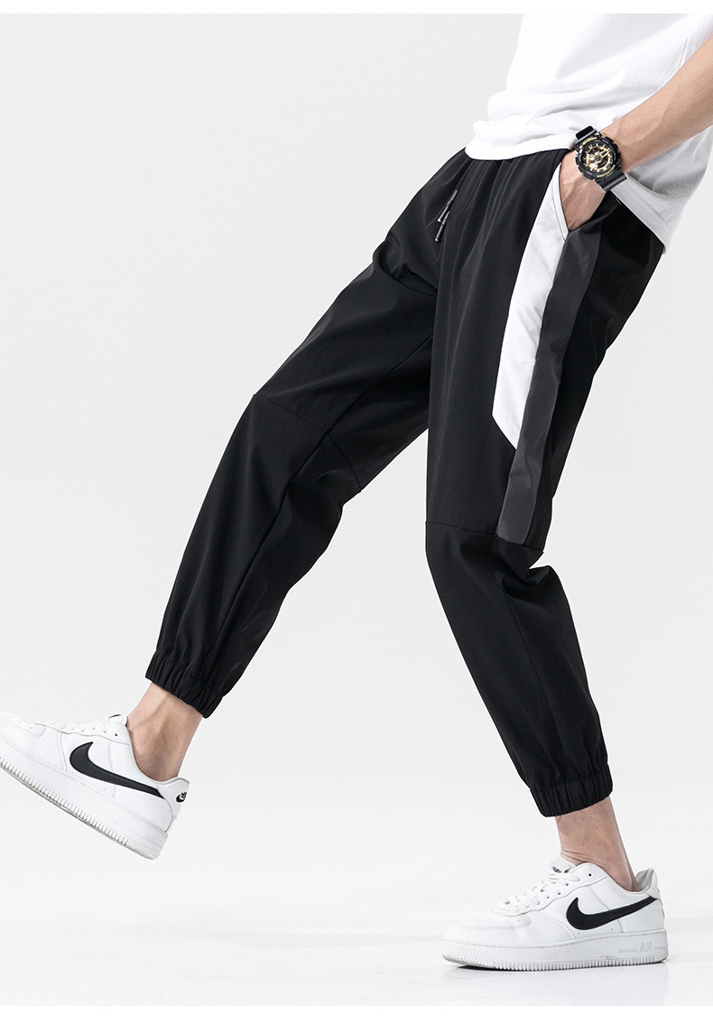 Sports Pants Men's Summer Thin Ice Silk Leisure Trousers Trendy Quick-Drying Loose Tappered Workwear Men's Ninth Pants