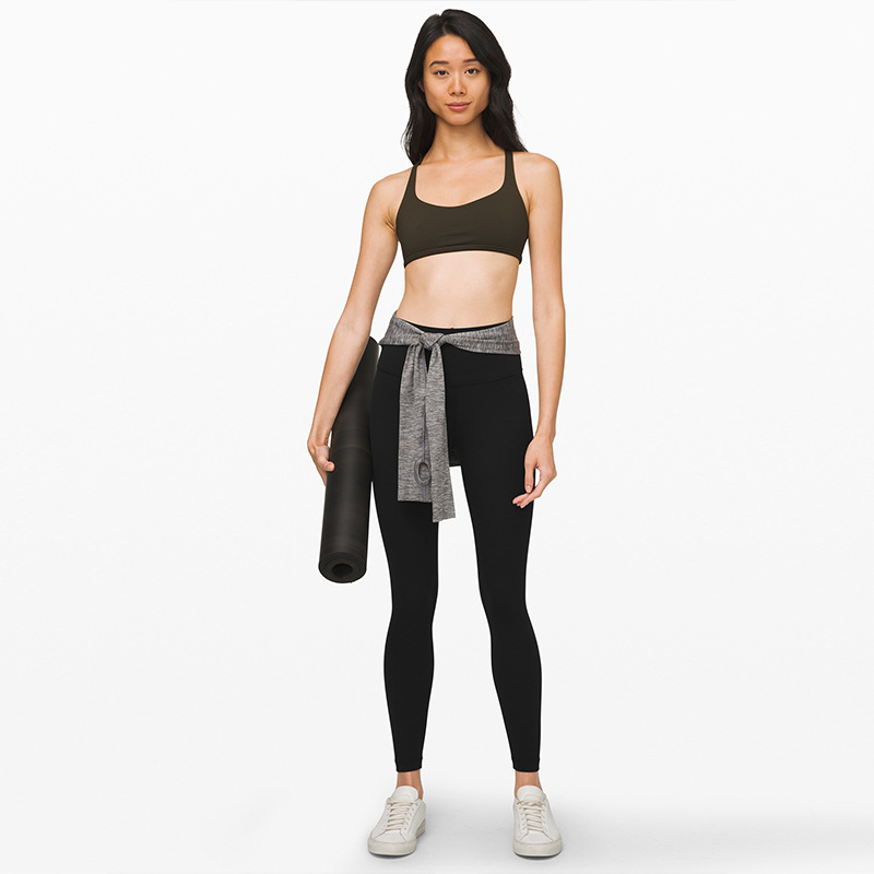Amazon Lulu Double-Sided Brushed Yoga Pants Women&#039;s Skin-Friendly Nude Feel Yoga Ninth Pants Peach Hip Raise Yoga