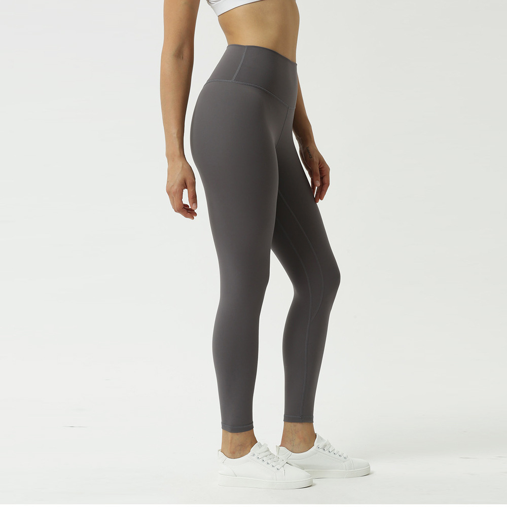 Amazon Lulu Double-Sided Brushed Yoga Pants Women's Skin-Friendly Nude Feel Yoga Ninth Pants Peach Hip Raise Yoga