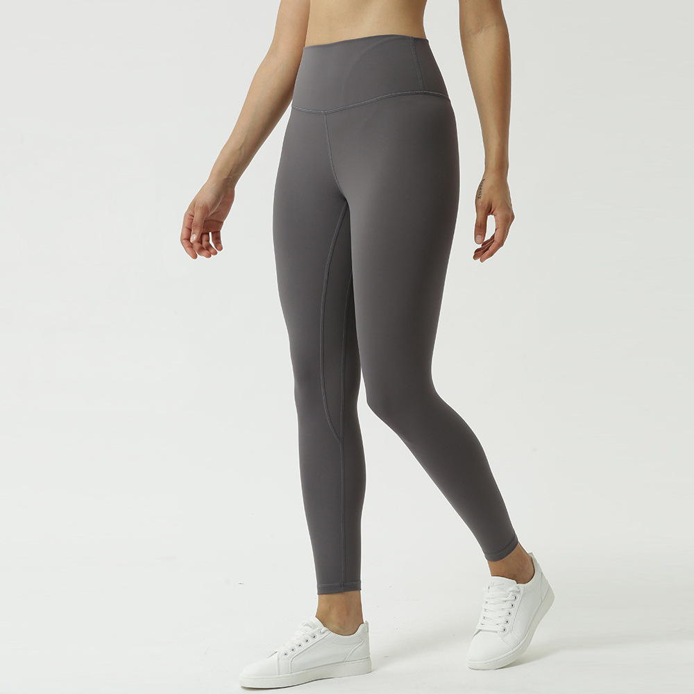 Amazon Lulu Double-Sided Brushed Yoga Pants Women's Skin-Friendly Nude Feel Yoga Ninth Pants Peach Hip Raise Yoga