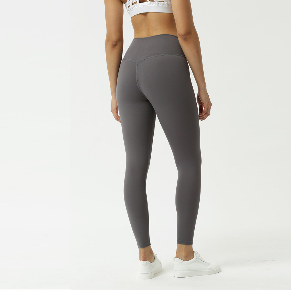 Amazon Lulu Double-Sided Brushed Yoga Pants Women's Skin-Friendly Nude Feel Yoga Ninth Pants Peach Hip Raise Yoga