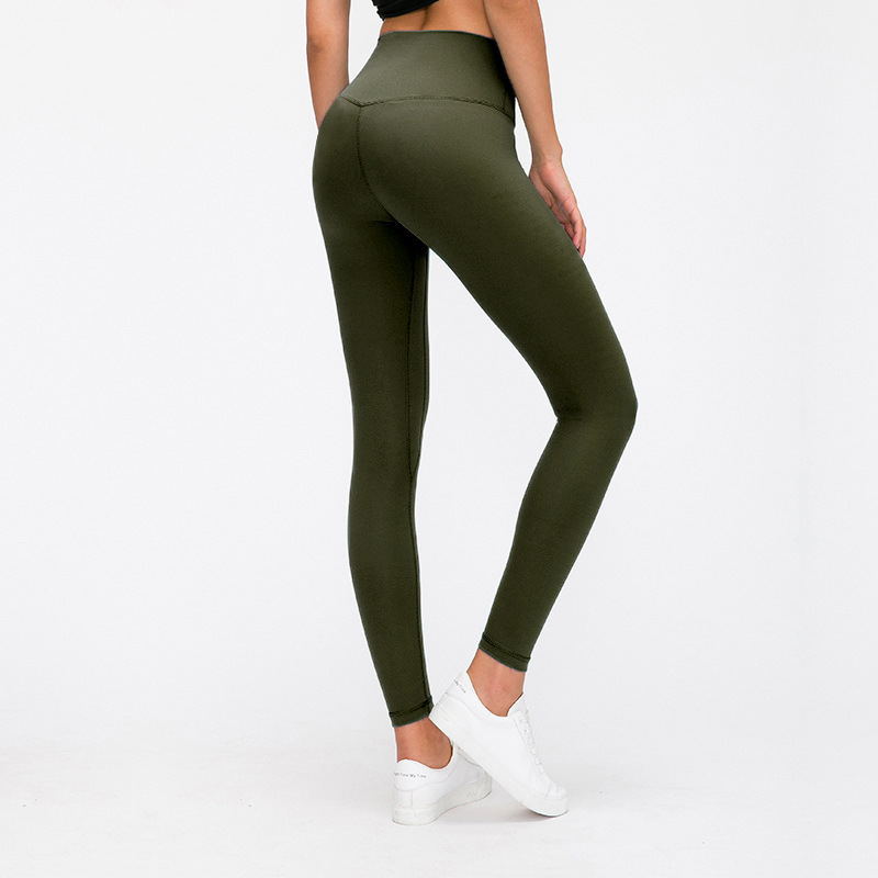 Amazon Lulu Double-Sided Brushed Yoga Pants Women's Skin-Friendly Nude Feel Yoga Ninth Pants Peach Hip Raise Yoga