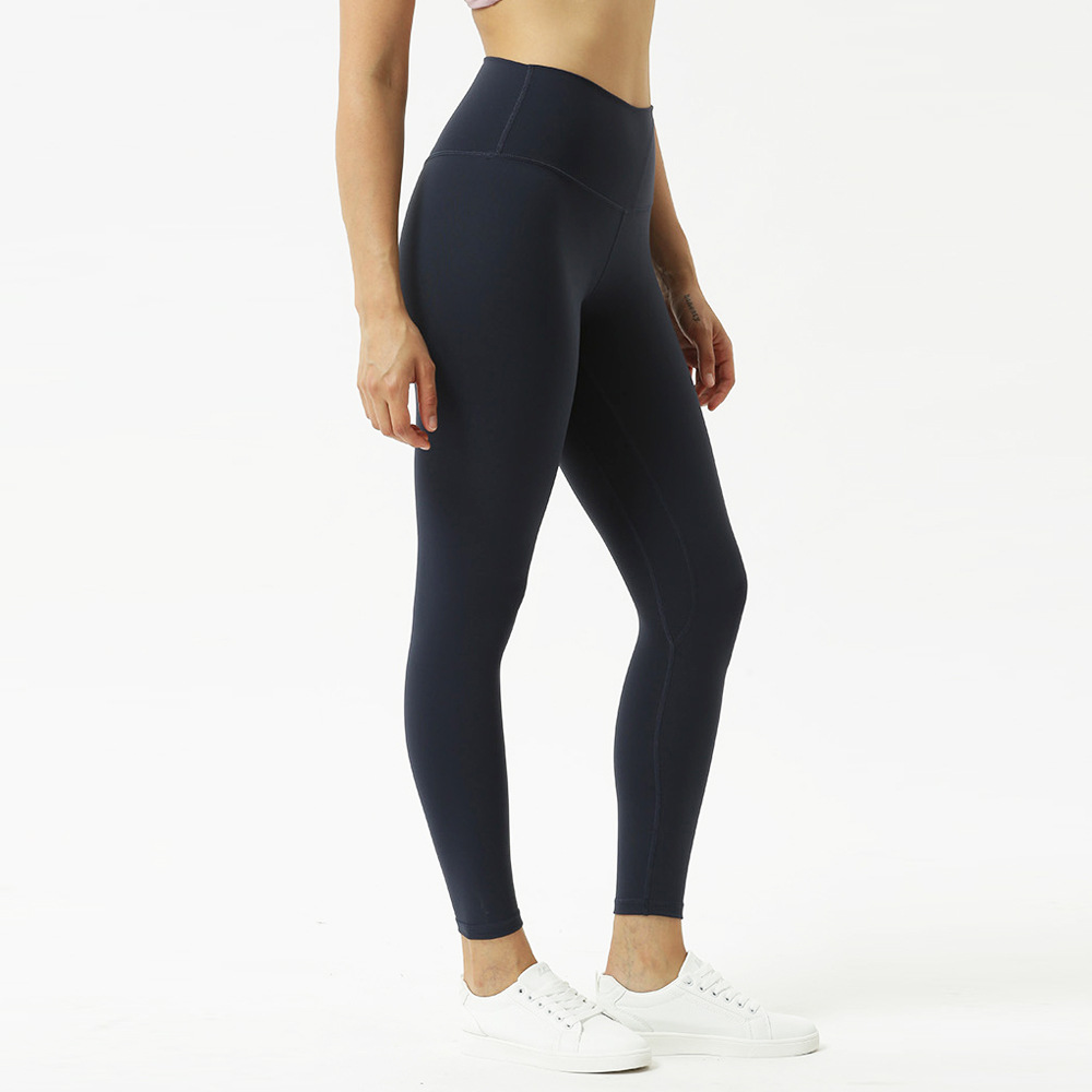 Amazon Lulu Double-Sided Brushed Yoga Pants Women's Skin-Friendly Nude Feel Yoga Ninth Pants Peach Hip Raise Yoga