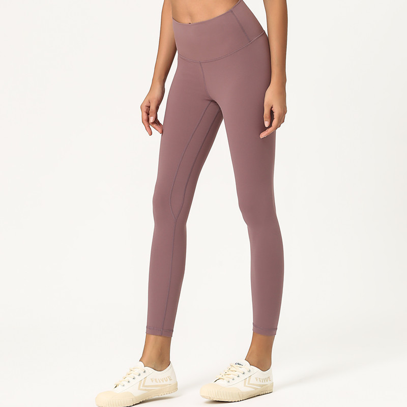 Lulu New Women&#039;s Nude Feel Double-Sided Sanding Skin Peach Hip High Waist Hip Lift Women&#039;s Fitness Yoga Ninth Pants