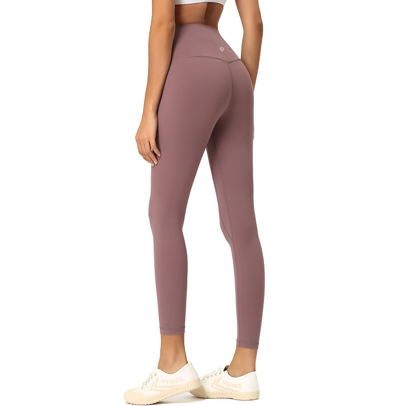 Lulu New Women&#039;s Nude Feel Double-Sided Sanding Skin Peach Hip High Waist Hip Lift Women&#039;s Fitness Yoga Ninth Pants