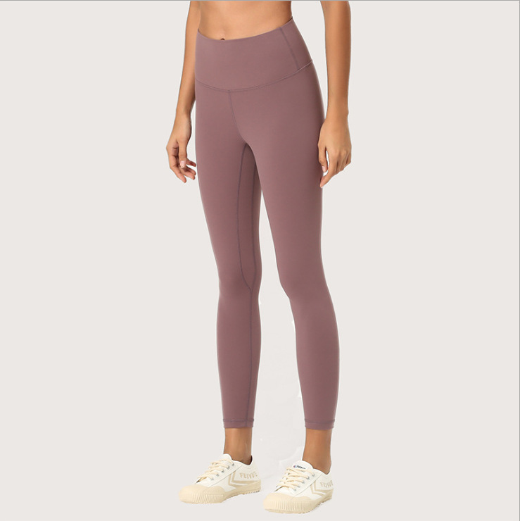 Lulu New Women&#039;s Nude Feel Double-Sided Sanding Skin Peach Hip High Waist Hip Lift Women&#039;s Fitness Yoga Ninth Pants