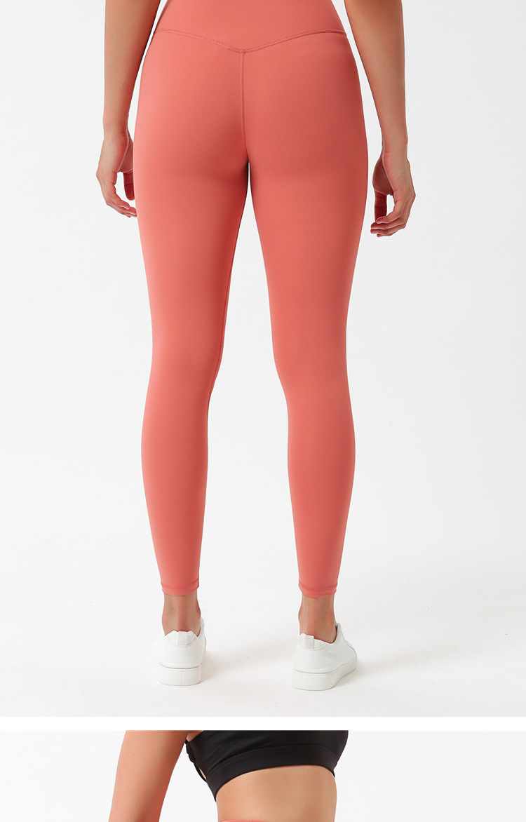 Lulu New Women's Nude Feel Double-Sided Sanding Skin Peach Hip High Waist Hip Lift Women's Fitness Yoga Ninth Pants