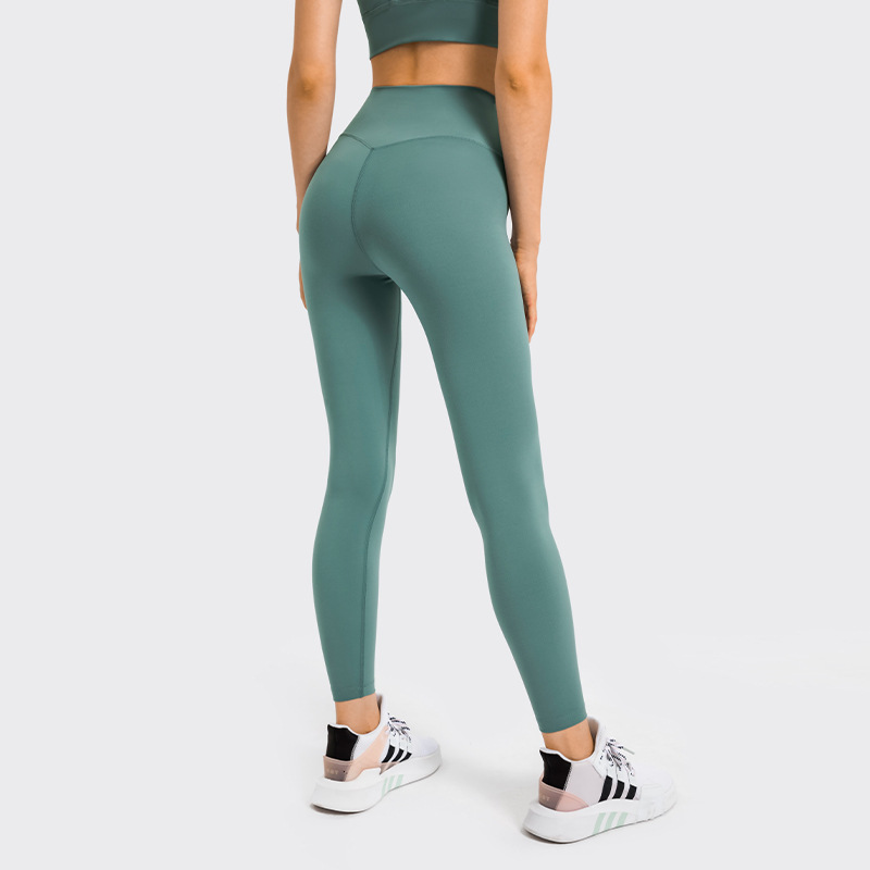 2021 Autumn New Nude Feel Yoga Pants Women&#039;s No Embarrassment Line High Waist Hip Lift Stretch Fitness Sports Ninth Pants