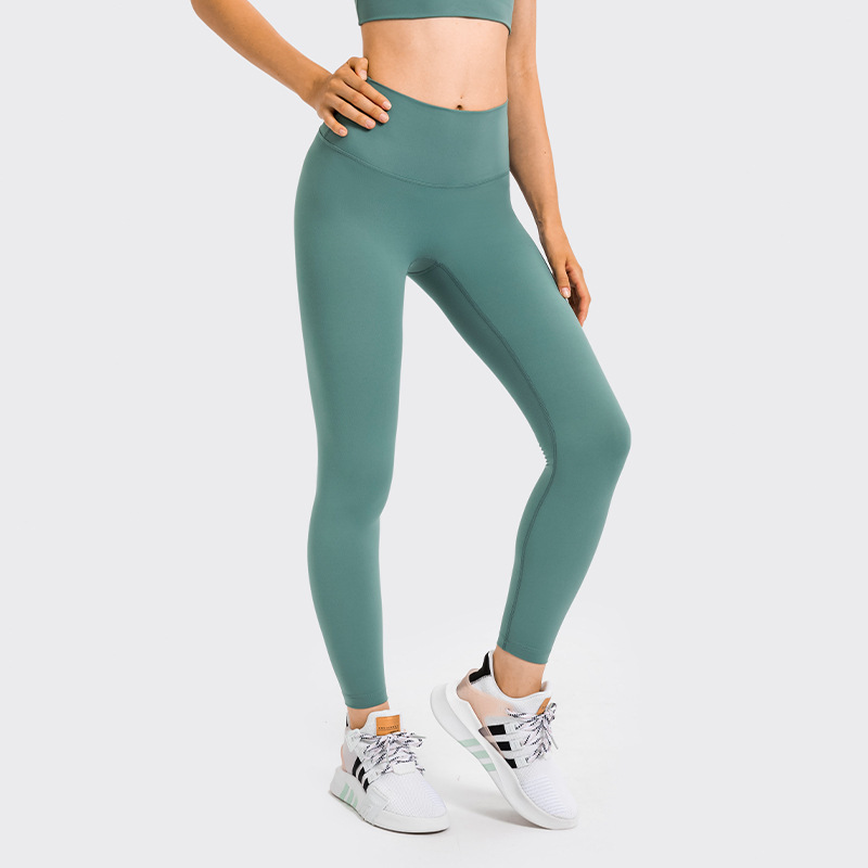 2021 Autumn New Nude Feel Yoga Pants Women&#039;s No Embarrassment Line High Waist Hip Lift Stretch Fitness Sports Ninth Pants