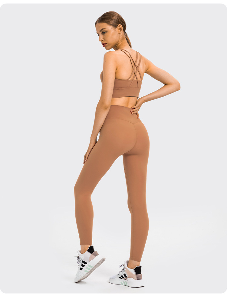 2021 Autumn New Nude Feel Yoga Pants Women's No Embarrassment Line High Waist Hip Lift Stretch Fitness Sports Ninth Pants