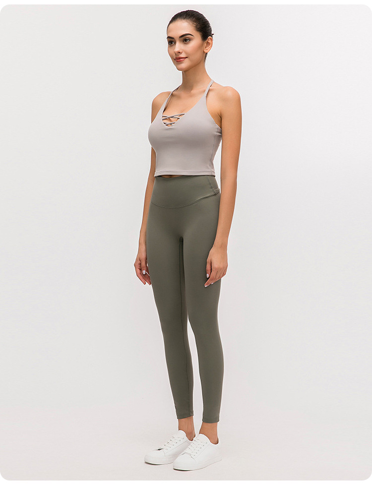 2021 Autumn New Nude Feel Yoga Pants Women's No Embarrassment Line High Waist Hip Lift Stretch Fitness Sports Ninth Pants