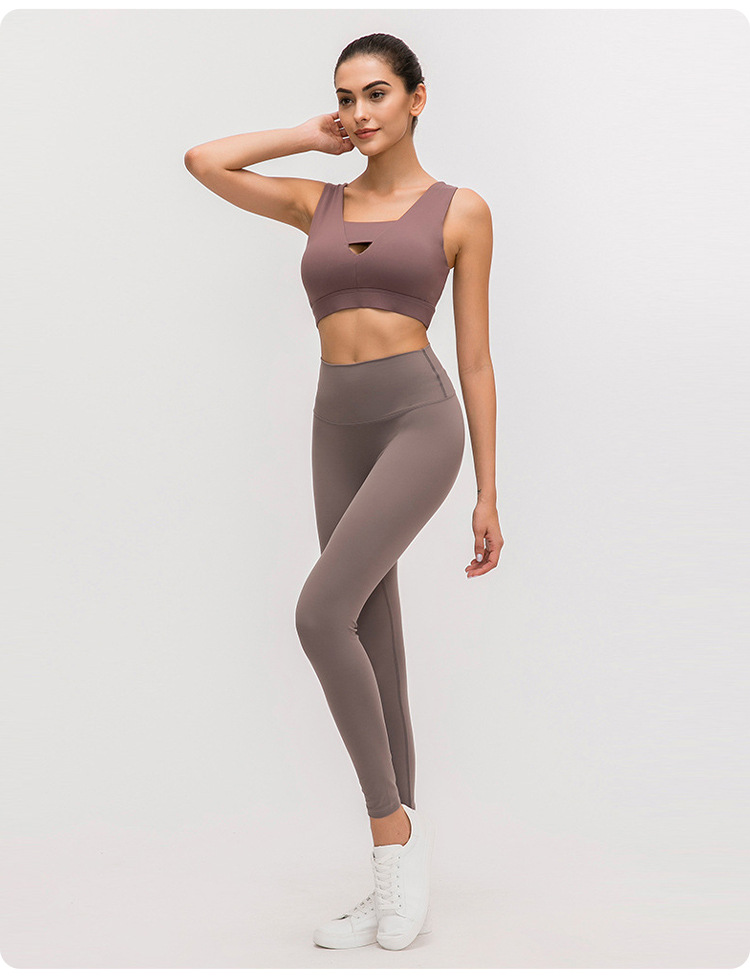 2021 Autumn New Nude Feel Yoga Pants Women's No Embarrassment Line High Waist Hip Lift Stretch Fitness Sports Ninth Pants