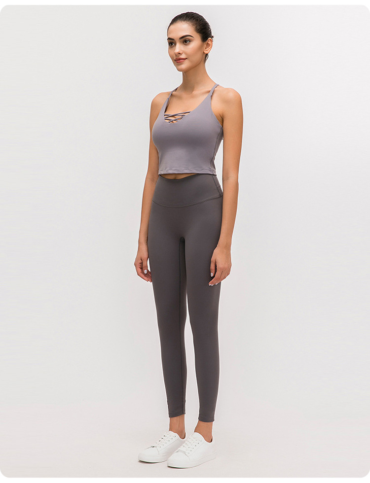 2021 Autumn New Nude Feel Yoga Pants Women's No Embarrassment Line High Waist Hip Lift Stretch Fitness Sports Ninth Pants