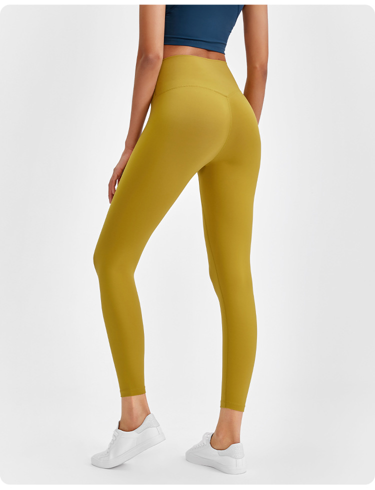 2021 Autumn New Nude Feel Yoga Pants Women's No Embarrassment Line High Waist Hip Lift Stretch Fitness Sports Ninth Pants