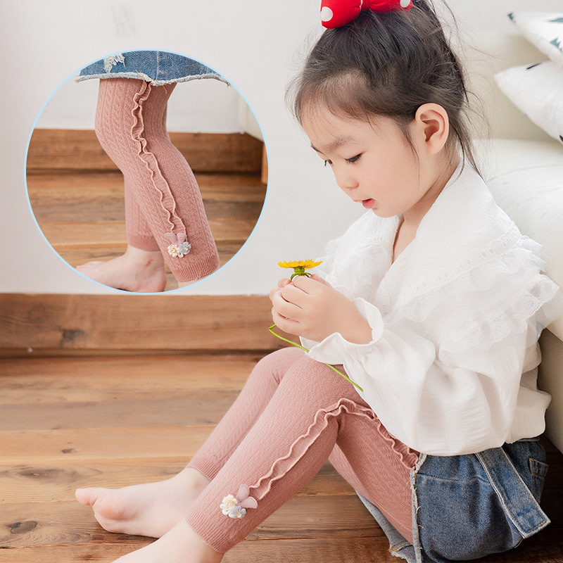 2021 Children&#039;s Socks Autumn and Winter Baby Leggings Hemp Pattern Vertical Stripes Fungus Children&#039;s Ninth Pants One Piece Dropshipping