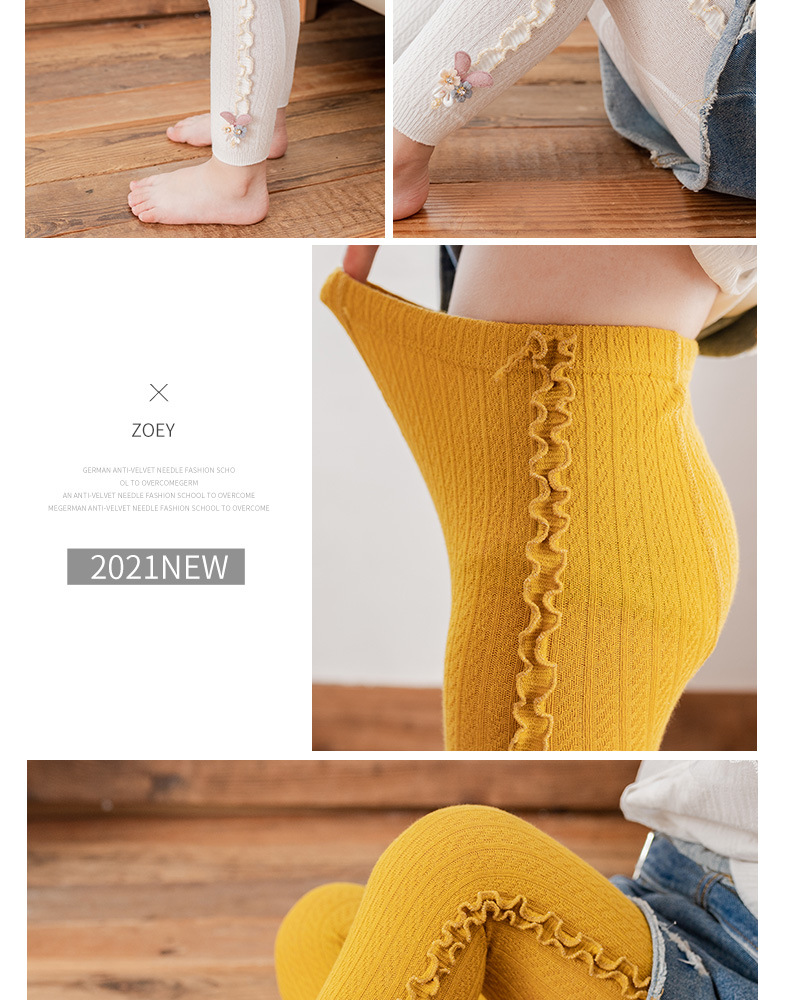 2021 Children's Socks Autumn and Winter Baby Leggings Hemp Pattern Vertical Stripes Fungus Children's Ninth Pants One Piece Dropshipping