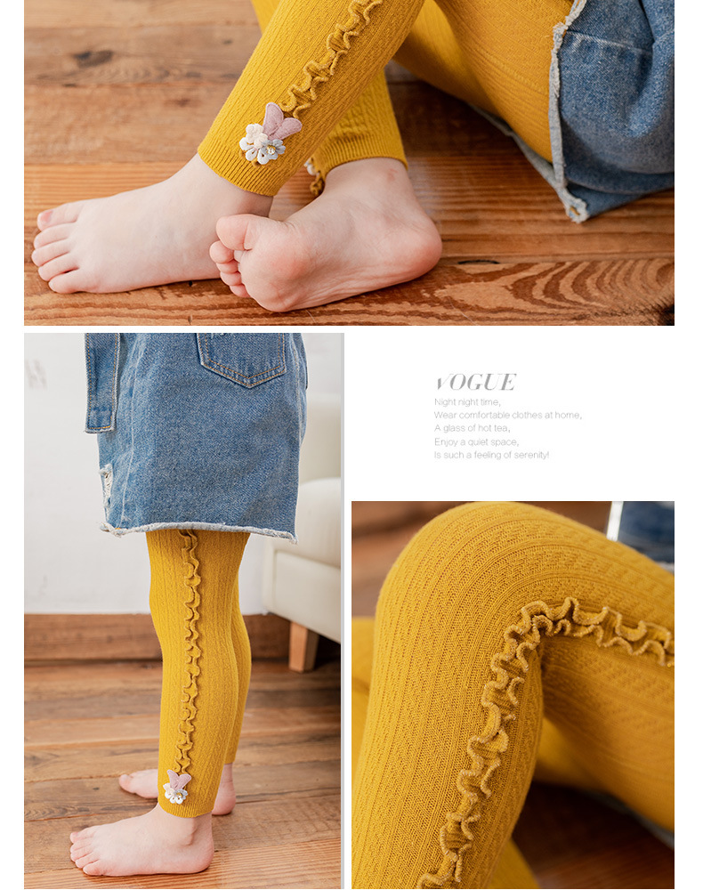 2021 Children's Socks Autumn and Winter Baby Leggings Hemp Pattern Vertical Stripes Fungus Children's Ninth Pants One Piece Dropshipping