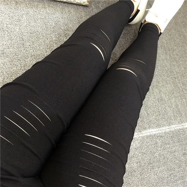 New in Spring and Autumn plus Size Women's Clothing Ripped Pencil Pants 300 Jin Fat People Elastic Slim Fit Slimming Ninth Pants 216