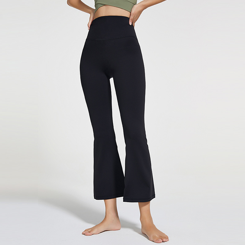 2021 Autumn and Winter New Brushed Wide Leg Yoga Pants Women&#039;s High Waist Hip Lift Stretch Rhythmic Fitness Sports Ninth Pants