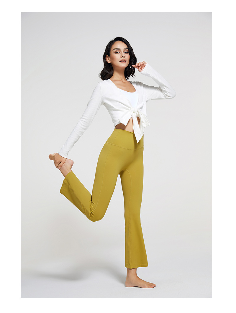 2021 Autumn and Winter New Brushed Wide Leg Yoga Pants Women's High Waist Hip Lift Stretch Rhythmic Fitness Sports Ninth Pants