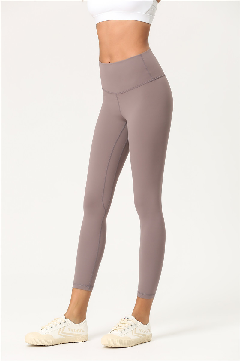 Lulu Same Style Women's Yoga Pants Fitness Exercise Nude Feel Brushed High Waist Elastic Running Yoga Ninth Pants Yoga Mat