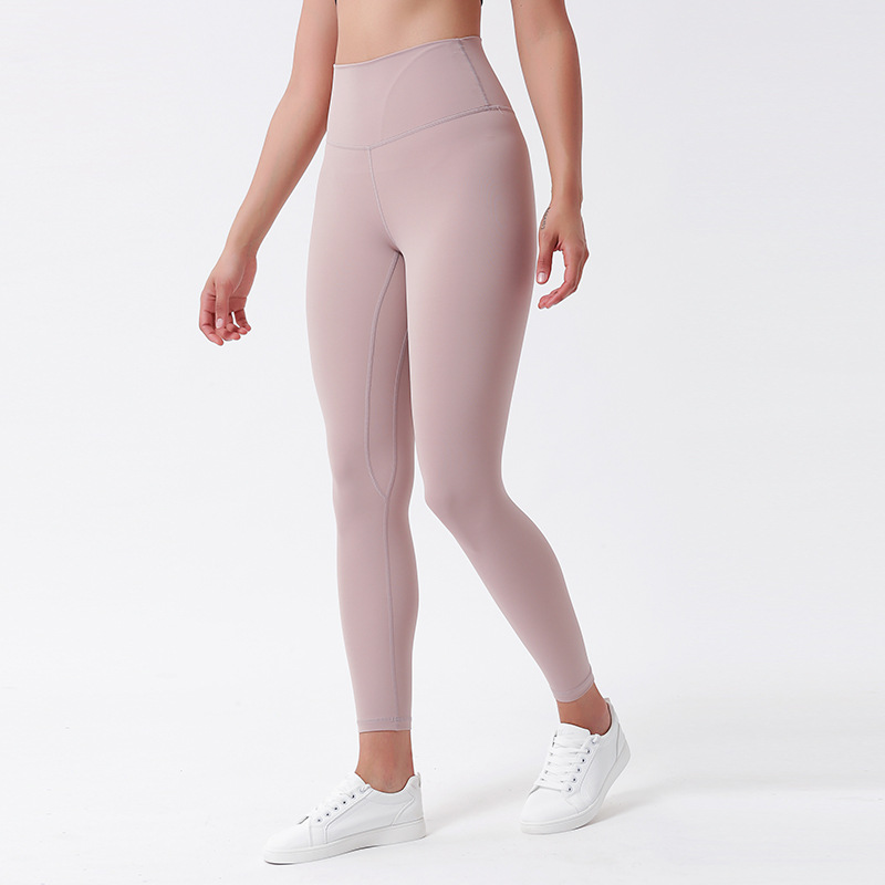 Lulu Same Style Women&#039;s Yoga Pants Fitness Exercise Nude Feel Brushed High Waist Elastic Running Yoga Ninth Pants Yoga Mat