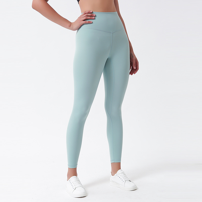 Lulu Same Style Women&#039;s Yoga Pants Fitness Exercise Nude Feel Brushed High Waist Elastic Running Yoga Ninth Pants Yoga Mat