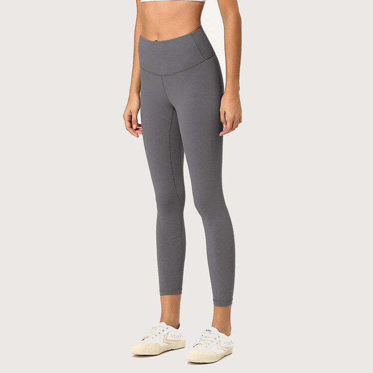 Lulu Same Style Women's Yoga Pants Fitness Exercise Nude Feel Brushed High Waist Elastic Running Yoga Ninth Pants Yoga Mat