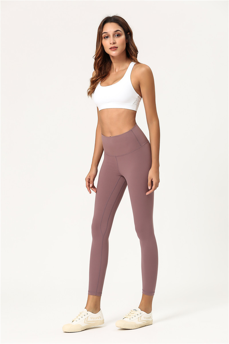 Lulu Same Style Women's Yoga Pants Fitness Exercise Nude Feel Brushed High Waist Elastic Running Yoga Ninth Pants Yoga Mat
