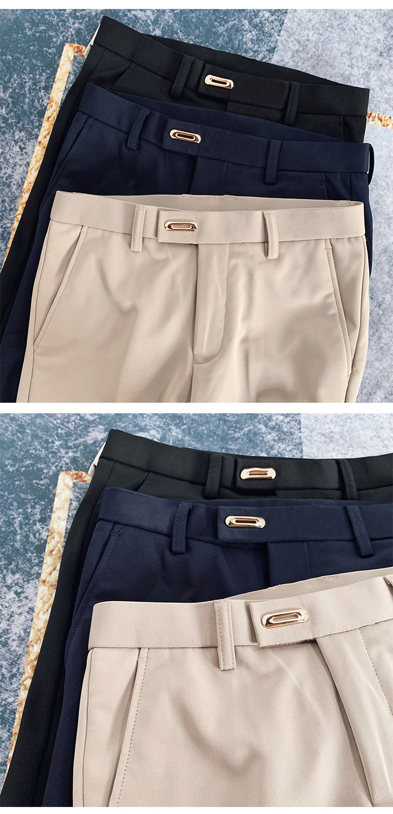 Summer Men's Casual Pants Straight Casual Suit Pants Slim Fit Men's Ninth Pants Trendy Skinny Thin Business Pants