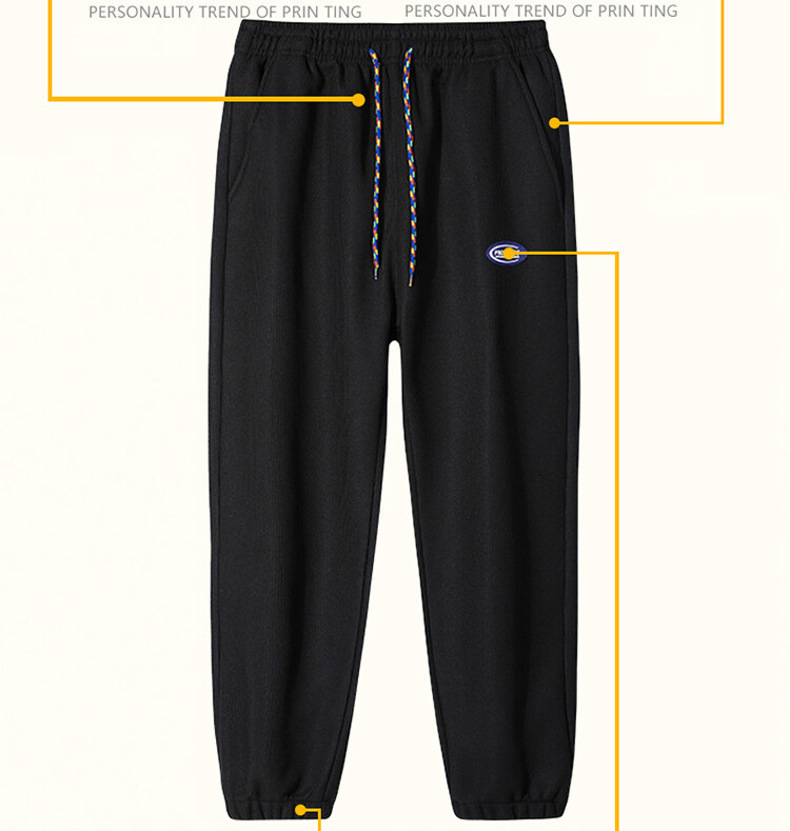 2022 Japanese Waffle Velvet Sweatpants Men's Large Size Sports Ninth Pants Trendy Spring and Autumn Warm Ankle Banded Pants