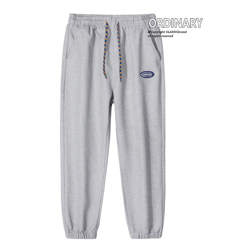 2022 Japanese Waffle Velvet Sweatpants Men's Large Size Sports Ninth Pants Trendy Spring and Autumn Warm Ankle Banded Pants