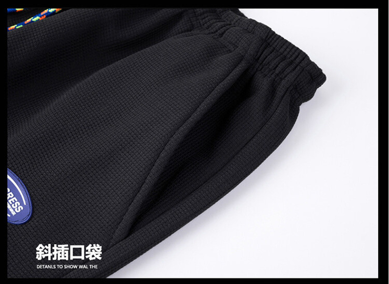 2022 Japanese Waffle Velvet Sweatpants Men's Large Size Sports Ninth Pants Trendy Spring and Autumn Warm Ankle Banded Pants