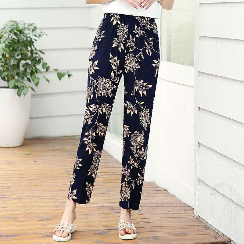 Popular Middle-Aged and Elderly Cotton Silk Cropped Trousers Air Conditioning Room Homewear Mother's Casual Loose plus-Sized Size Widened Pajama Pants Popular Middle-Aged and Elderly Cotton Silk Cropped Trousers Air Conditioning Room Homewear Mother's Casual Loose plus-Sized Size Widened Pajama Pants