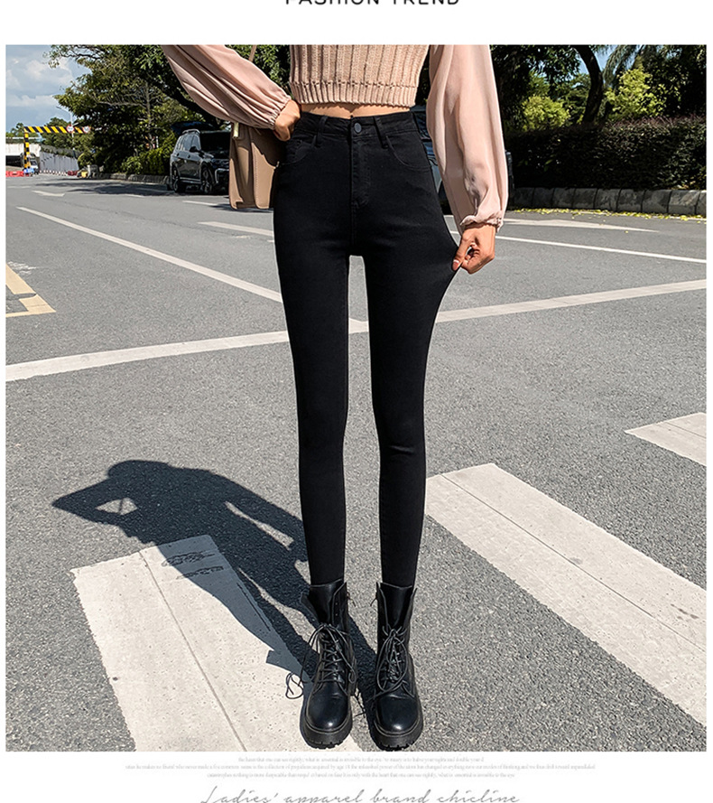 Jeans for Women 2021 New Fashionable High Waist Winter Stretch Fleece Tight Smoky Gray Skinny Pants Cropped Trousers Jeans for Women 2021 New Fashionable High Waist Winter Stretch Fleece Tight Smoky Gray Skinny Pants Cropped Trousers