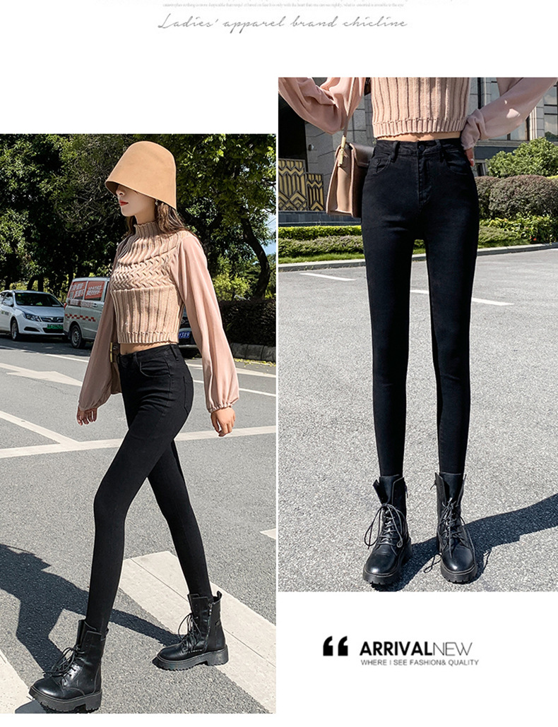 Jeans for Women 2021 New Fashionable High Waist Winter Stretch Fleece Tight Smoky Gray Skinny Pants Cropped Trousers Jeans for Women 2021 New Fashionable High Waist Winter Stretch Fleece Tight Smoky Gray Skinny Pants Cropped Trousers
