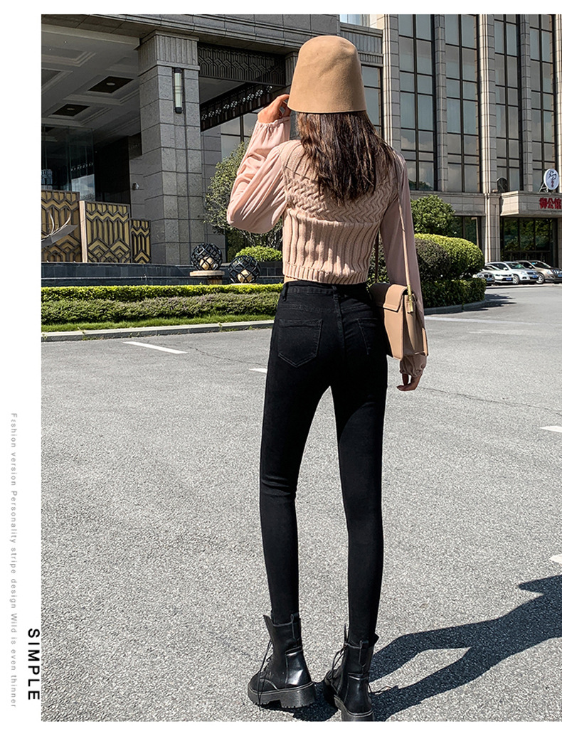 Jeans for Women 2021 New Fashionable High Waist Winter Stretch Fleece Tight Smoky Gray Skinny Pants Cropped Trousers Jeans for Women 2021 New Fashionable High Waist Winter Stretch Fleece Tight Smoky Gray Skinny Pants Cropped Trousers