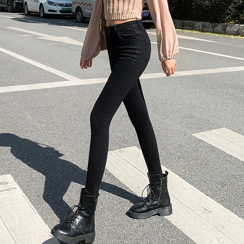Jeans for Women 2021 New Fashionable High Waist Winter Stretch Fleece Tight Smoky Gray Skinny Pants Cropped Trousers Jeans for Women 2021 New Fashionable High Waist Winter Stretch Fleece Tight Smoky Gray Skinny Pants Cropped Trousers