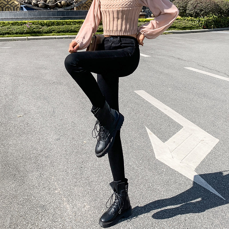 Jeans for Women 2021 New Fashionable High Waist Winter Stretch Fleece Tight Smoky Gray Skinny Pants Cropped Trousers Jeans for Women 2021 New Fashionable High Waist Winter Stretch Fleece Tight Smoky Gray Skinny Pants Cropped Trousers