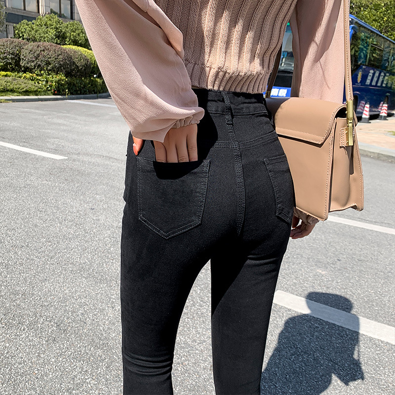 Jeans for Women 2021 New Fashionable High Waist Winter Stretch Fleece Tight Smoky Gray Skinny Pants Cropped Trousers Jeans for Women 2021 New Fashionable High Waist Winter Stretch Fleece Tight Smoky Gray Skinny Pants Cropped Trousers