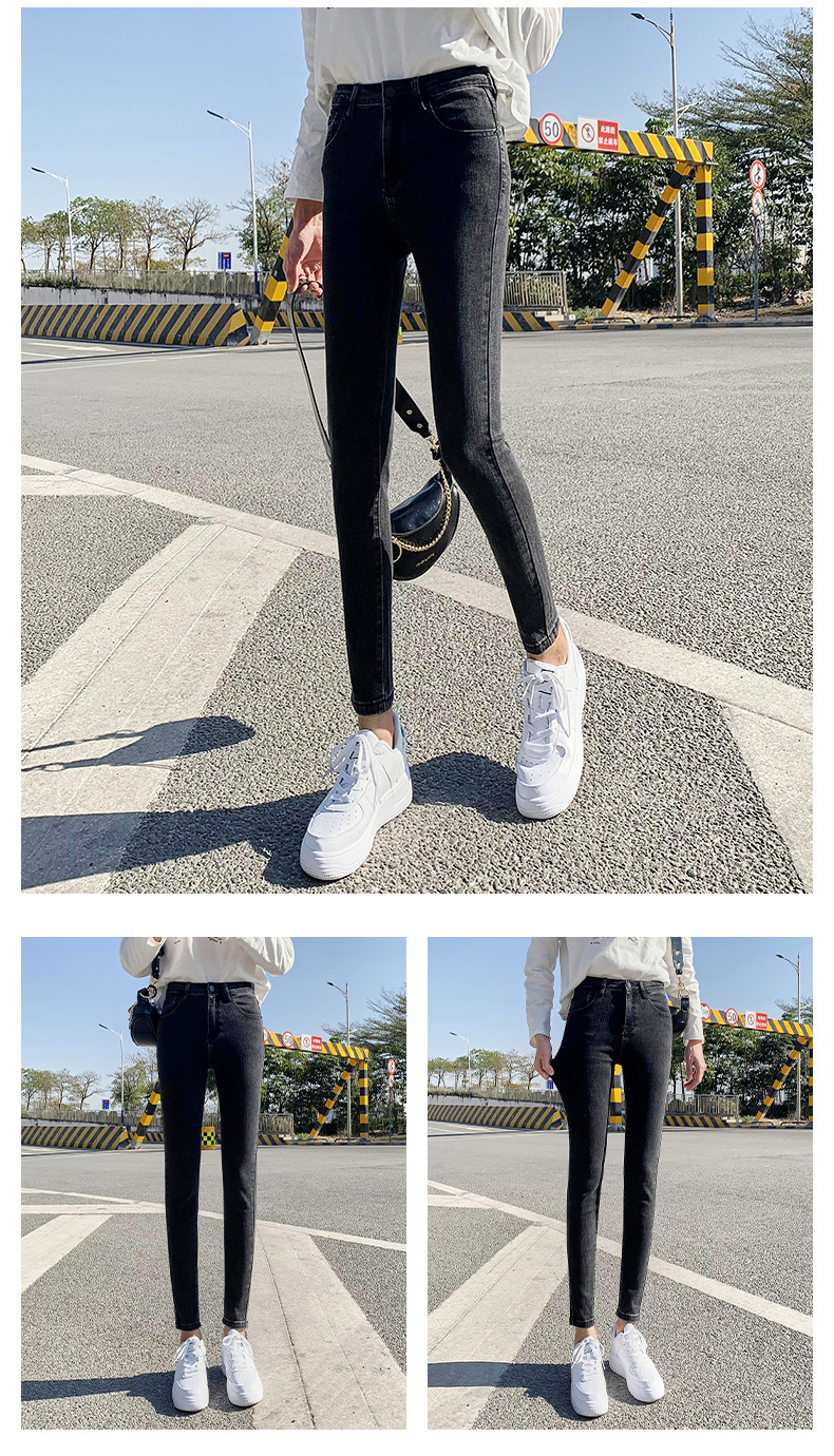 Jeans for Women 2021 New Fashionable High Waist Winter Stretch Fleece Tight Smoky Gray Skinny Pants Cropped Trousers Jeans for Women 2021 New Fashionable High Waist Winter Stretch Fleece Tight Smoky Gray Skinny Pants Cropped Trousers