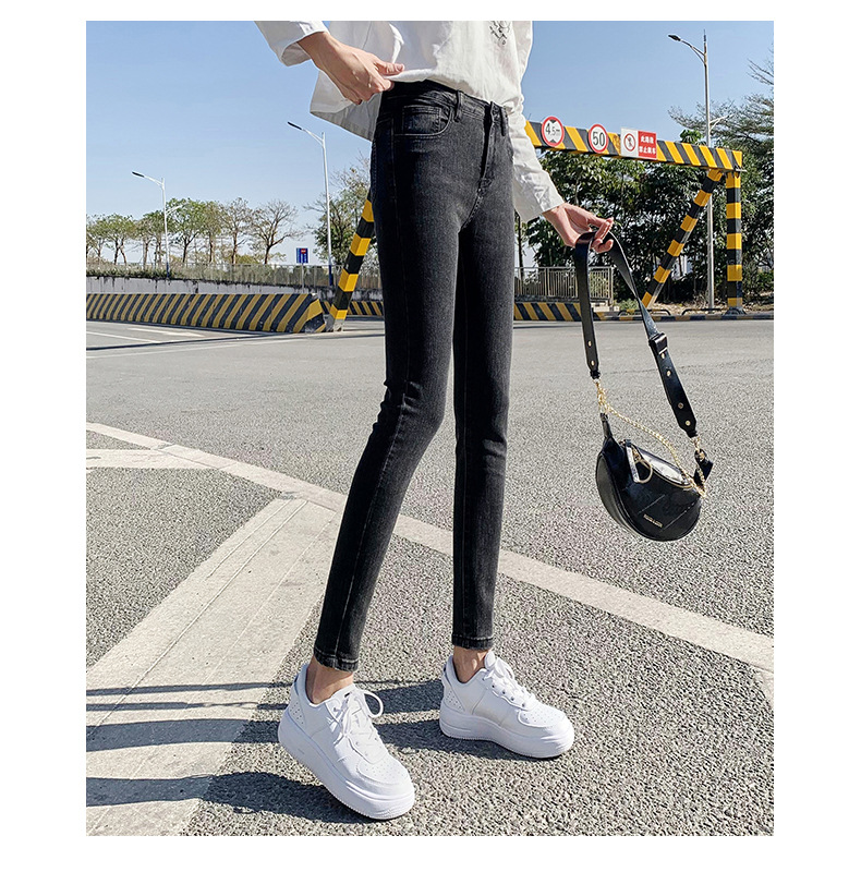 Jeans for Women 2021 New Fashionable High Waist Winter Stretch Fleece Tight Smoky Gray Skinny Pants Cropped Trousers Jeans for Women 2021 New Fashionable High Waist Winter Stretch Fleece Tight Smoky Gray Skinny Pants Cropped Trousers
