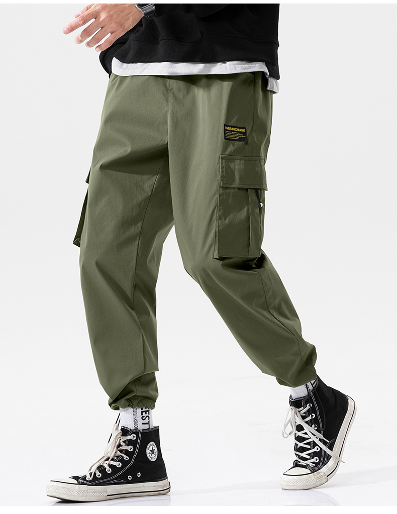Overalls Men's Autumn and Winter Pocket Loose Tappered Harem Hong Kong Style All-Matching Fashion Brand Sports Men Casual Cropped Trousers Overalls Men's Autumn and Winter Pocket Loose Tappered Harem Hong Kong Style All-Matching Fashion Brand Sports Men Casual Cropped Trousers