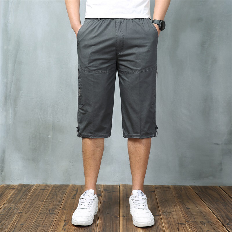 Exclusive for Cross-Border Cropped Trousers for Men Outdoor Leisure Thin Sports Shorts Multi-Pocket Loose Large Size Breeches 8995