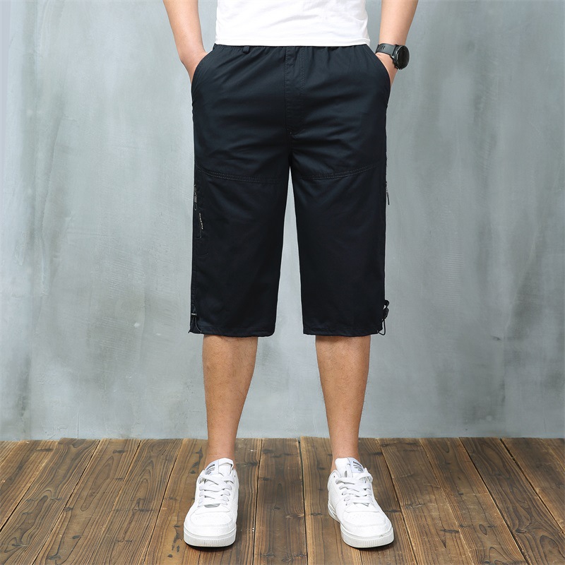 Exclusive for Cross-Border Cropped Trousers for Men Outdoor Leisure Thin Sports Shorts Multi-Pocket Loose Large Size Breeches 8995