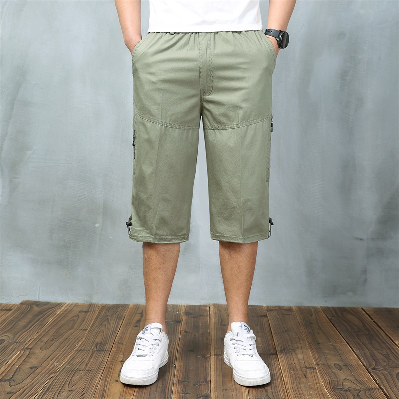 Exclusive for Cross-Border Cropped Trousers for Men Outdoor Leisure Thin Sports Shorts Multi-Pocket Loose Large Size Breeches 8995