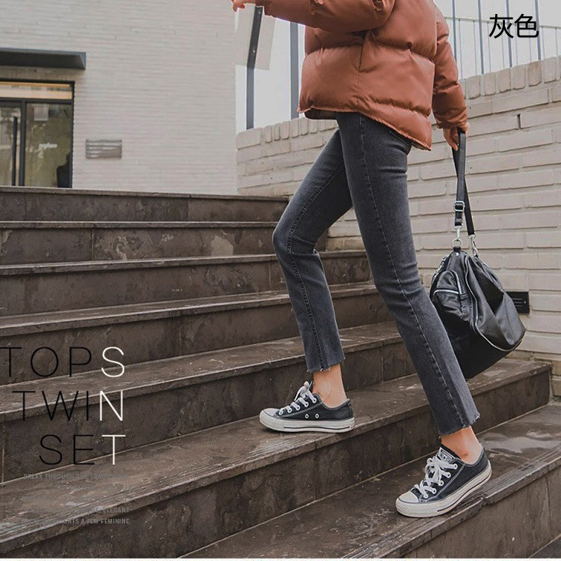 Black Jeans Women&#039;s Spring Small Straight Pants 2020 New High Waist All-Matching Loose Slimming Cropped Trousers